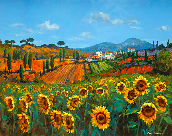 Tuscan Sunflowers - 349 by Chris McMorrow