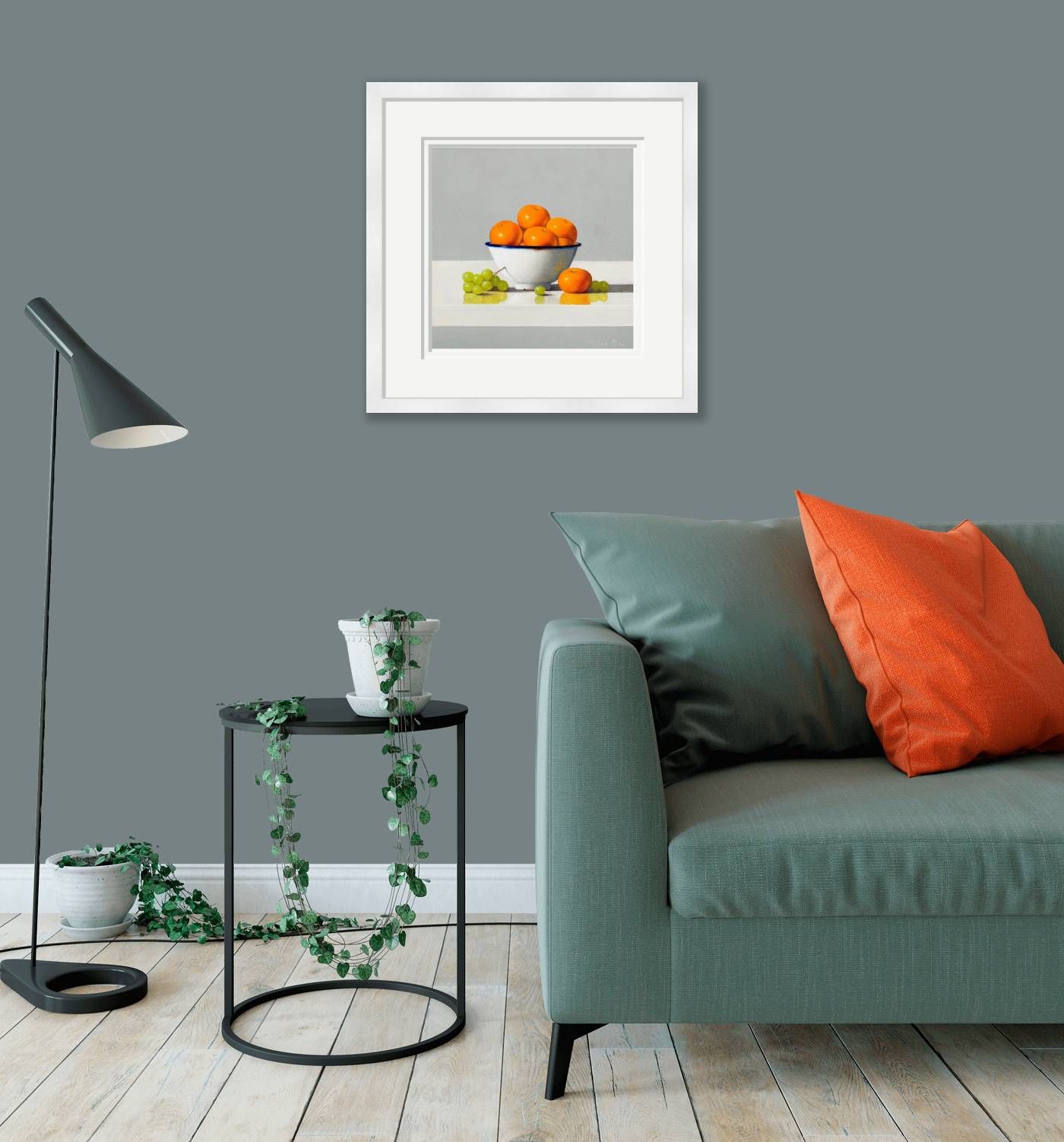 Medium framed - Bowl of Oranges & Grapes by Peter Dee