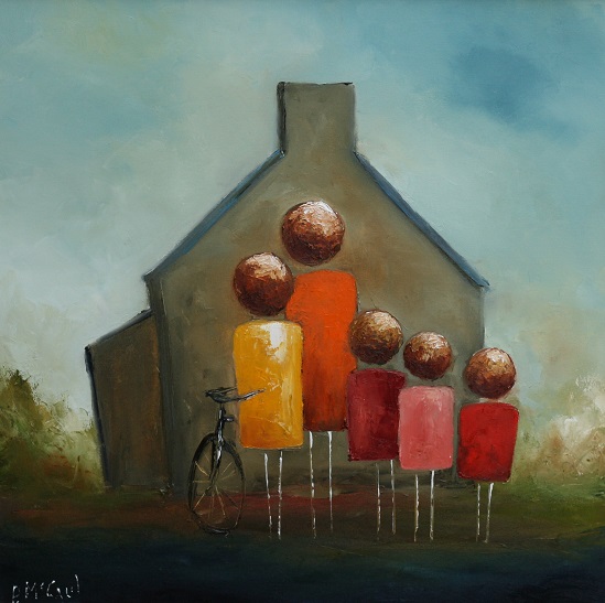 Family with Bicycle by Padraig McCaul