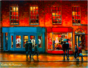His & Hers, Dawson Street, Dublin - (ORIGINAL 12x10 inch Canvas) by Chris McMorrow
