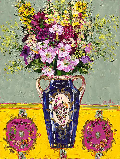 Lucy Doyle - Petunias in Blue Vase