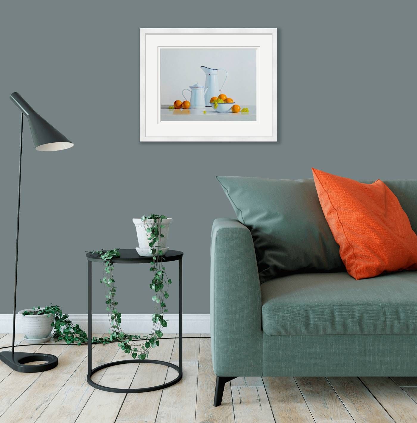 Medium framed - Bowl of Oranges & Grapes II by Peter Dee