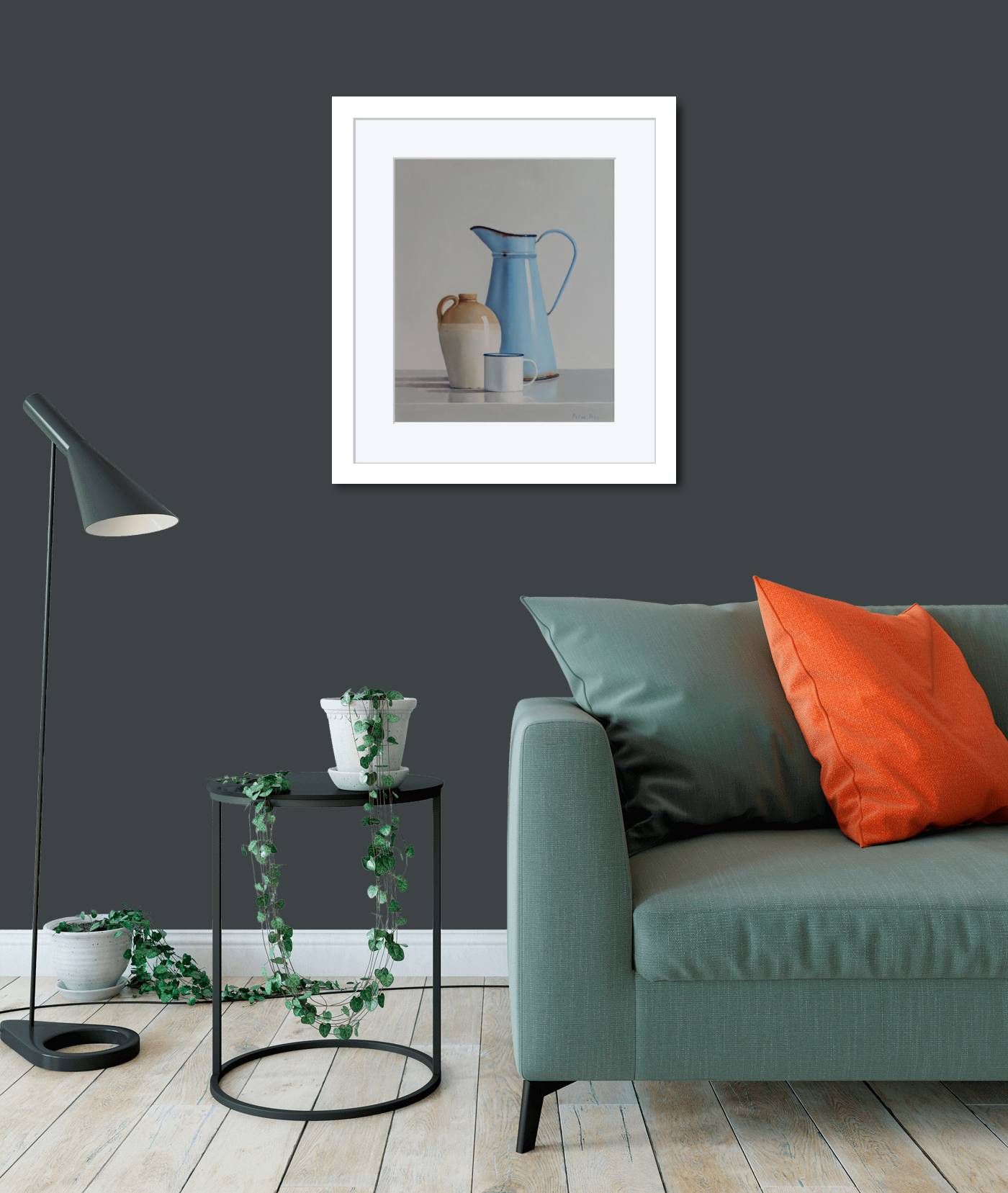 Large framed - Tall Blue Jug by Peter Dee